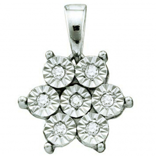 0.06 Carat (ctw) Sterling Silver Round Diamond Faunk Ladies Pendant