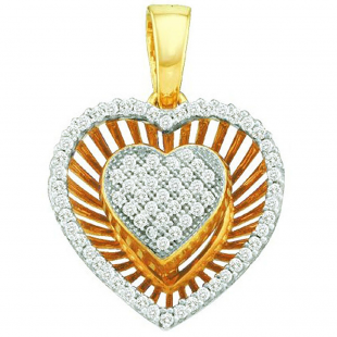 0.25 Carat (ctw) 10k Yellow Gold Brilliant White Diamond Ladies Heart Pendant