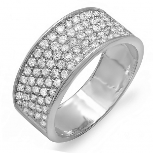 1.03 Carat (ctw) 10k White Gold Round Diamond Ladies Anniversary Wedding Band Stackable Ring