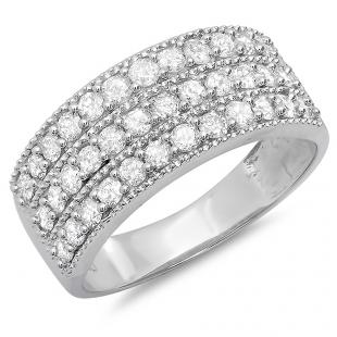 1.00 Carat (ctw) 10K White Gold White Round Diamonds Ladies Anniversary Wedding Band 1 CT