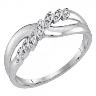 0.03 Carat (ctw) Sterling Silver Round White Diamond Ladies Split Shank Swirl Promise Engagement Ring
