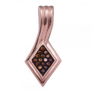 0.05 Carat (ctw) 10K Rose Gold Brilliant Cognac Diamond Ladies Micro Pave Pendant