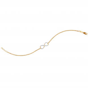 0.10 Carat (ctw) 10K Yellow Gold Round White Diamond Ladies Fashion Infinity Bracelet 1/10 CT
