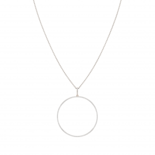 Round White Diamond Mininal Trendy Open Circle Slider Pendant with Silver Chain for Women (0.65 ctw, Color I-J, Clarity I1-I2) in 18K Rose Gold