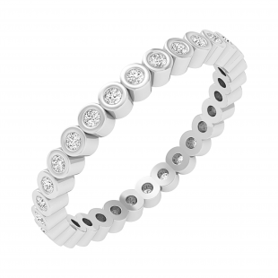 Round White Diamond Bezel-Set Stackable Eternity Wedding Band for Women (0.26 ctw, Color I-J, Clarity I2-I3) in 925 Sterling Silver