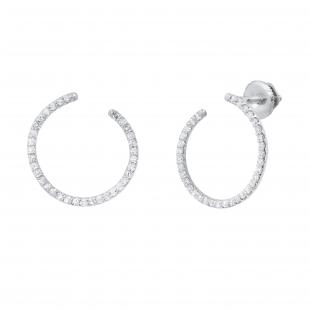 Round White Diamond Half Circle Screwback Stud Earrings for Her (0.27 ctw Color I-J Clarity I2-I3) in 925 Sterling Silver