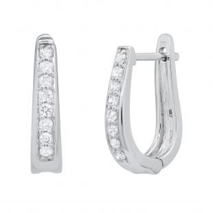 Round White Diamond Bewitching Geometric Hoop earrings for Women (0.24 ctw, Color I-J, Clarity I2-I3) in 925 Sterling Silver