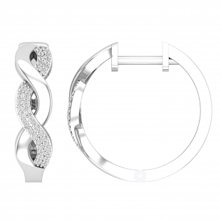 Round White Diamond Swirl Criss Cross Hinged Hoop Earrings for Women (0.17 Carat, Color I-J, Clarity I1-I2) in 18K White Gold