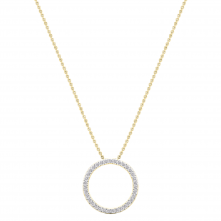 Round White Diamond Open Eternity Circle of Life Circle Pendant for Her (1.75 ctw, Color I-J, Clarity I1-I2) in 14K Yellow Gold