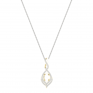 Round White Diamond Twist Infinity 10X8mm Oval Semi Mount Pendant for Women (0.47 ctw, Color I-J, Clarity I1-I2) in 14K Yellow Gold
