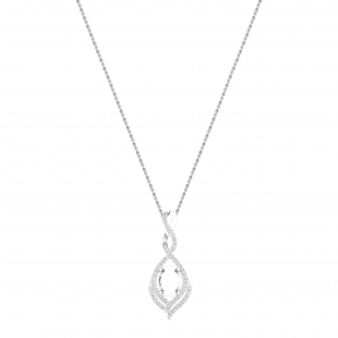 Round White Diamond Twist Infinity 10X8mm Oval Semi Mount Pendant for Women (0.47 ctw, Color I-J, Clarity I2-I3) in 925 Sterling Silver