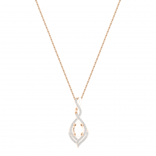 Round White Diamond Twist Infinity 10X8mm Oval Semi Mount Pendant for Her (0.47 ctw, Color I-J, Clarity I2-I3) in 10K Rose Gold