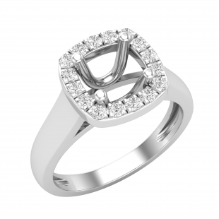 Round White Diamond Halo Semi Mount Engagement Ring for Women ( 0.28 ctw, Color I-J, Clarity I2-I3) in 925 Sterling Silver
