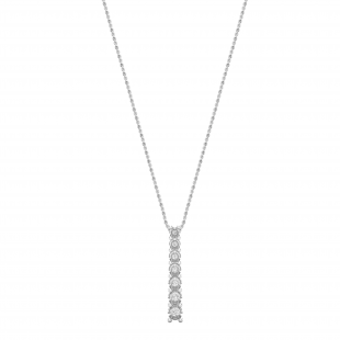 0.10 Carat (ctw) Round White Diamond 7 Stone Illusion Set Life Journey Pendant with 18 inch Silver Chain for Women in 925 Sterling Silver