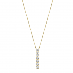 0.10 Carat (ctw) Round White Diamond 7 Stone Illusion Set Life Journey Pendant with 18 inch Gold Chain for Women in 14K Yellow Gold