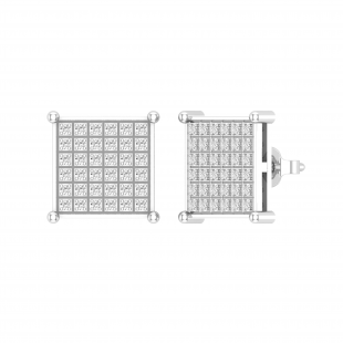 Round White Diamond Square Shape Pushback Stud Earring for Men & Women (Unisex) in 10K White Gold (0.49 ctw, Color I-J, Clarity I2-I3)