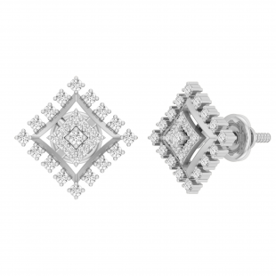 Round White Diamond Kite Shape Screw Back Stud Earrings for Women (0.25 ctw, Color I-J, Clarity I2-I3) in 925 Sterling Silver