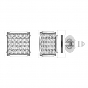 Round White Diamond Ice Cube Square V Prong Unisex Stud Earrings (0.17 ctw, Color I-J, Clarity I2-I3) in 925 Sterling Silver in Push Back