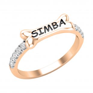 0.15 Carat Round White Diamond Dog Bone Simba Stackable Ring for Women in 14K Rose Gold