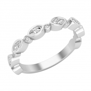 Alternate Marquise & Round White Diamond Dream Chaser Half Eternity Style Band for Women (0.38 ctw, Color I-J, Clarity I2-I3) in 925 Sterling Silver