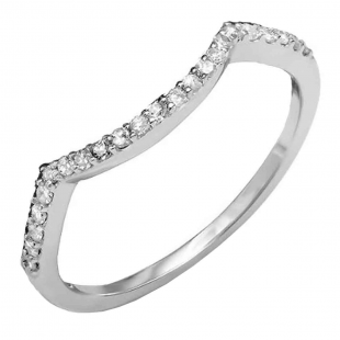 0.15 Carat (ctw) 18K White Gold Round Cut Diamond Ladies Anniversary Wedding Stackable Band Contour Guard Ring