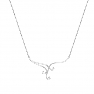 0.25 Carat Round White Diamond Curved Swirl Flower Necklace with 18 inch Silver Chain for Women in 10K White Gold