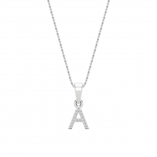 0.03 Carat Round White Diamond Uppercase Alphabet 'A' Initial Pendant with 18 inch Silver Chain for Women in 925 Sterling Silver