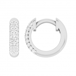 0.17 Carat (ctw) Round White Diamond 3 Row Linear Hinged Post Hoop Earrings for Women in 925 Sterling Silver