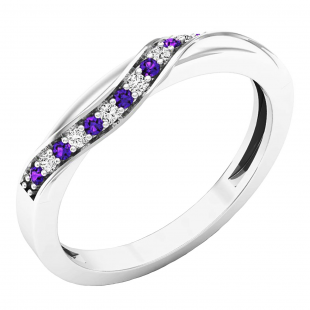 10k White Gold Princess and Round Diamond Ladies 3 Stone Swirl Engagement Bridal BAND