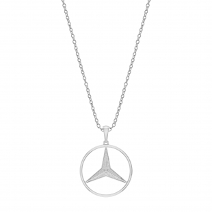 0.34 Cttw Round White Diamond Mercedes Logo Pendant Necklace with 18 inch Gold Chain for Men in 10K Solid White Gold