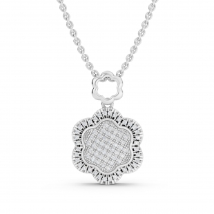 Women's Round White Natural Diamond Flower Vintage Style Pendant Necklace | 0.25 Carats | I2-I3 Clarity, I-J Color | Real 10K White Gold | 18 inch Gold Chain