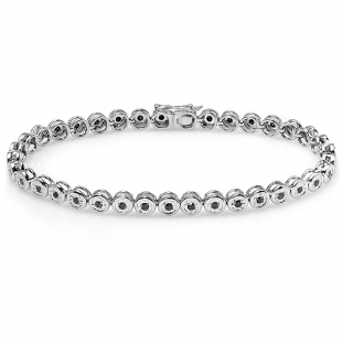 1.00 Carat (ctw) Sterling Silver Real Round Cut Diamond Ladies Tennis Bracelet 1 CT