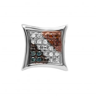 0.05 Carat (ctw) Round Blue White & Red Diamond Kite Shape Stud Earring 18K White Gold (Only 1pc)