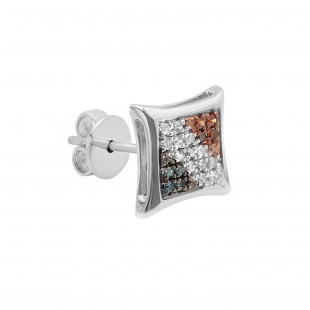 0.05 Carat (ctw) Round Blue White & Red Diamond Kite Shape Stud Earring Sterling Silver (Only 1pc)