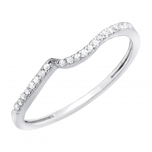 0.09 Carat (ctw) Round White Diamond Swirl Contour Wedding Band | 18K White Gold