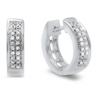 0.15 Carat (ctw) Sterling Silver Round White Diamond Ladies Hoop Earrings