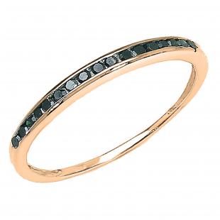 0.25 Carat (ctw) Round Black Diamond Wedding Stackable Band 1/4 CT 14K Rose Gold