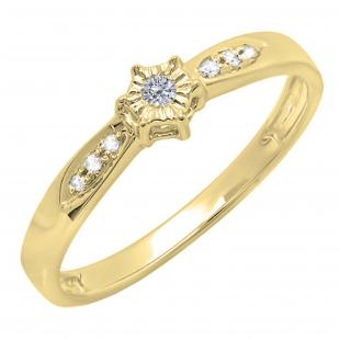 0.05 Carat (ctw) Round White Diamond  Ladies Promise Bridal Engagement Ring 14K Yellow Gold