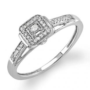 0.15 Carat (ctw) 925 Sterling Silver Round Diamond Ladies Engagement Bridal Ring