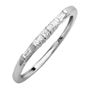 0.85 Carat (ctw) 14K White Gold Princess & Round Cut White Diamond Men & Women's Fashion Engagement Ring Trio Bridal Set