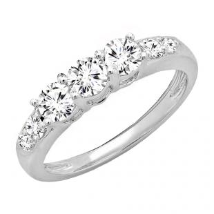 10K White Gold Round Cubic Zirconia Ladies Stackable Anniversary Wedding Band