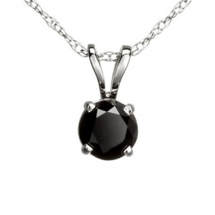 0.25 Carat (ctw) Round Black Diamond Ladies Solitaire Pendant 1/4 CT, 10K White Gold With Silver Chain