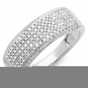 0.50 Carat (ctw) 14k White Gold Round Real Diamond Ladies Anniversary Band Wedding Ring 1/2 CT