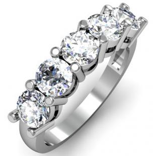 IGI CERTIFIED 0.97 Carat (ctw) 14K White Gold Round White Diamond Ladies 5 Stone Bridal Wedding Band Anniversary Ring 1 CT