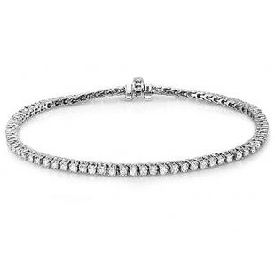 IGI CERTIFIED 2.04 Carat (ctw) 14K White Gold Round Cut Real Diamond Ladies Tennis Bracelet 2 CT