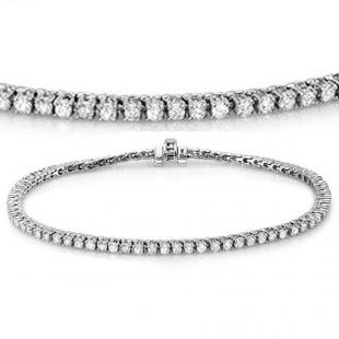 1.50 Carat (ctw) 14K White Gold Round Cut Real Diamond Ladies Tennis Bracelet 1 1/2 CT