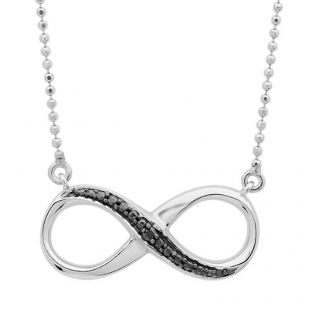 0.05 Carat (ctw) Sterling Silver Round Black Diamond Ladies Infinity Shape Solitaire Pendant