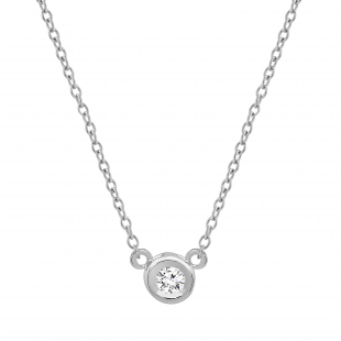 0.05 Carat (ctw) 10k White Gold Round Diamond Ladies Bezel Set Solitaire Pendant 1/20 CT