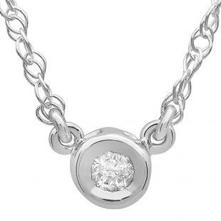 0.50 Carat (ctw) 14K White Gold Round Diamond Ladies Bezel Set Solitaire Pendant 1/2 CT