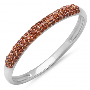 0.20 Carat (ctw) 14k White Gold Round Red Diamond Ladies Bridal Anniversary Wedding Band Stackable Ring 1/5 CT
